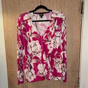 INC International Concepts Women's Fuchsia Floral Blouse/ Size XL
